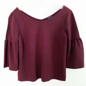 Ann Taylor Burgundy Bell Sleeve Blouse